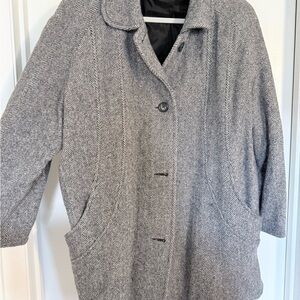 Cabin Creek Women's Black and White Herringbone Pea Coat